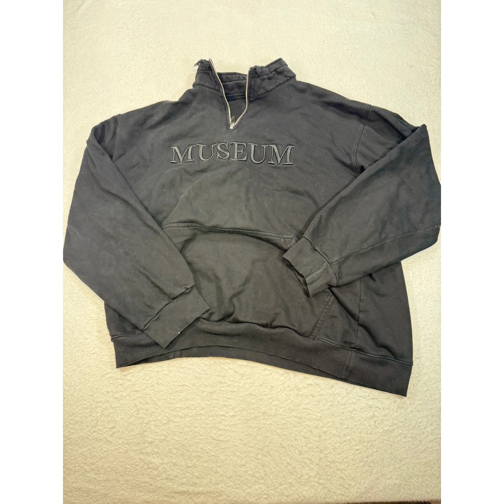 The Museum DC Quarter Zip Sweatshirt Black Embroidered Logo Pullover 4XL